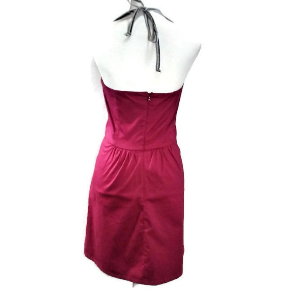 Livy Lu OU Halter Dress Crimson and Cream Medium - Picture 3 of 8